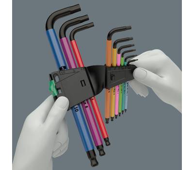 Набор ключей WERA WE-022210 950/9 SPKL Hex-Plus Multicolour HF BlackLaser 1 Г-образные, с фиксацией,