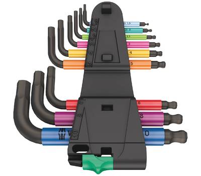 Набор ключей WERA WE-133164 950/9 SPKS Hex-Plus Multicolour BlackLaser 2 Г-образные, с шаром, 9 пр.