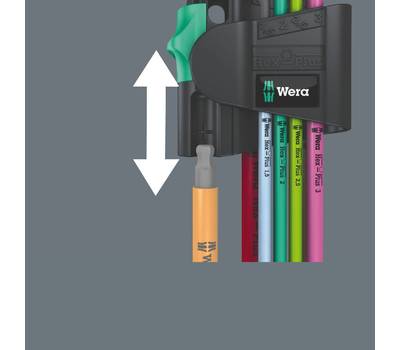 Набор ключей WERA WE-024335 967/9 SPXL TORX® BO Multicolour BlackLaser 1 Г-образные, с отверстием, с