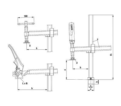 Струбцина BESSEY BE-TWV16-20-15-2K с регул.глубиной захвата для сварочных столов 200/30-150, 2.5 кН,