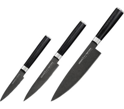 Набор ножей Samura из 3 ножей Mo-V Stonewash в подарочной коробке, G-10