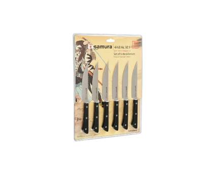 Набор ножей Samura стейковых ножей 6 в 1 Harakiri, кор.-стойкая сталь,ABS пластик