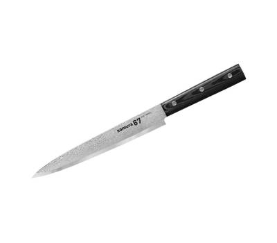 Нож кухонный Samura для нарезки 67, 19,5 см, дамаск 67 слоев, микарта