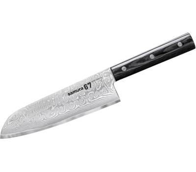 Нож кухонный Samura сантоку 67, 17,5 см, дамаск 67 слоев, микарта