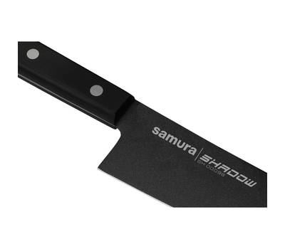Нож кухонный Samura кухонный гранд сантоку Shadow с покр. Black-coating, 19,7 см, AUS-8, ABS пласти