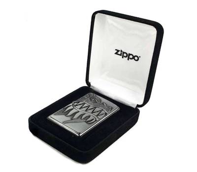 Зажигалка Zippo 200 Fire Breathing Dragon, латунь/сталь серебристая с покрытием Brushed Chrome