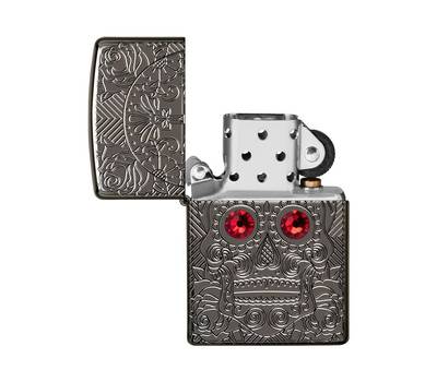 Зажигалка Zippo Armor™ Crystal Skull, покрытие High Polish Black Ice®, латунь/сталь, чёрная