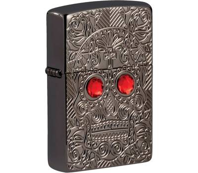 Зажигалка Zippo Armor™ Crystal Skull, покрытие High Polish Black Ice®, латунь/сталь, чёрная