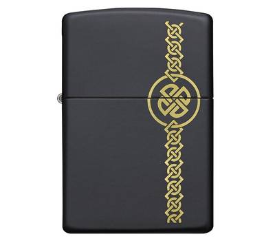Зажигалка Zippo Celtic Design с покрытием Black Matte, латунь/сталь, чёрная, матовая, 38x13x57 мм