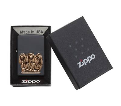 Зажигалка Zippo Classic с покрытием Black Matte, латунь/сталь, чёрная, матовая, 36x12x56 мм