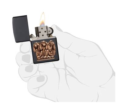 Зажигалка Zippo Classic с покрытием Black Matte, латунь/сталь, чёрная, матовая, 36x12x56 мм