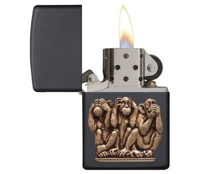 Зажигалка Zippo Classic с покрытием Black Matte, латунь/сталь, чёрная, матовая, 36x12x56 мм