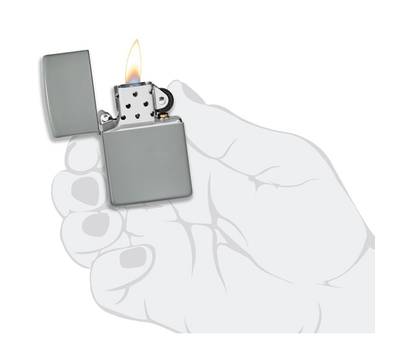 Зажигалка Zippo Classic с покрытием Flat Grey, латунь/сталь, серая, глянцевая, 38x13x57 мм