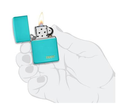 Зажигалка Zippo Classic с покрытием Flat Turquoise, латунь/сталь, бирюзовая, глянцевая, 38x13x57 мм