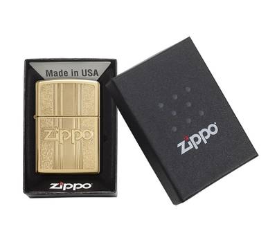 Зажигалка Zippo Classic с покрытием High Polish Brass, латунь/сталь, золотистая, 36x12x56 мм