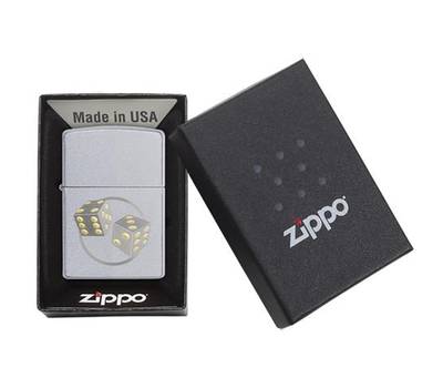 Зажигалка Zippo Classic с покрытием Satin Chrome, латунь/сталь, серебристая, матовая, 36x12x56 мм