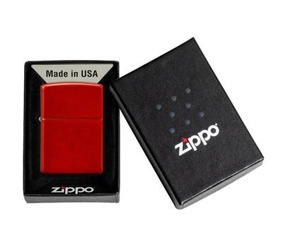 Зажигалка Zippo Classic, с покрытием Metallic Red, латунь/сталь, красная, матовая, 38x13x57 мм