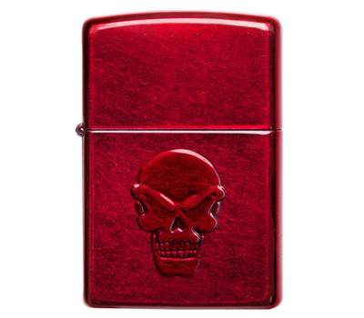 Зажигалка Zippo Doom с покрытием Candy Apple Red, латунь/сталь, красная, глянцевая, 36x12x56 мм