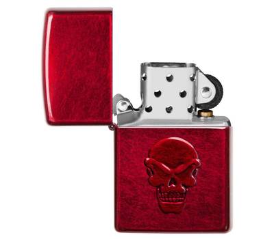 Зажигалка Zippo Doom с покрытием Candy Apple Red, латунь/сталь, красная, глянцевая, 36x12x56 мм