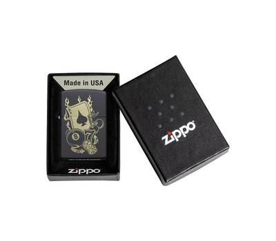 Зажигалка Zippo Gambling Design, покрытие Black Matte, латунь/сталь, чёрная, матовая