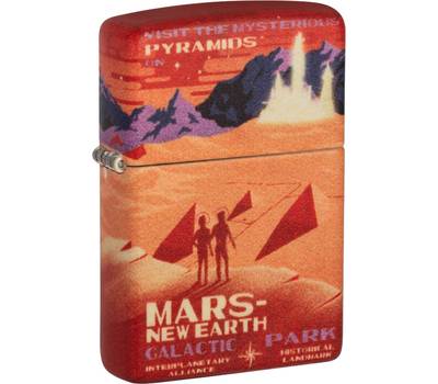 Зажигалка Zippo Mars Design с покрытием 540 Matte, латунь/сталь, красная, матовая, 38x13x57 мм