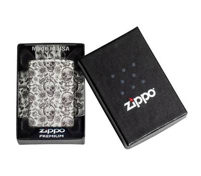 Зажигалка Zippo Skeleton с покрытием Glow in the Dark Green, латунь/сталь, серая, 38x13x57 мм