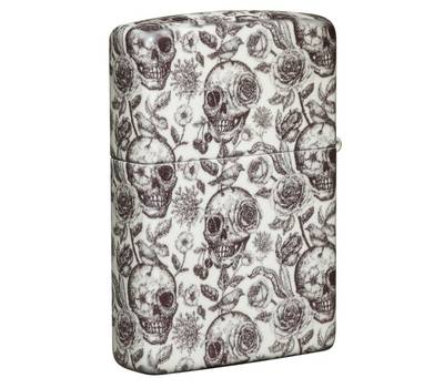 Зажигалка Zippo Skeleton с покрытием Glow in the Dark Green, латунь/сталь, серая, 38x13x57 мм