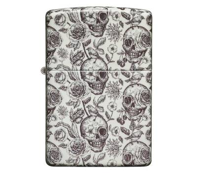 Зажигалка Zippo Skeleton с покрытием Glow in the Dark Green, латунь/сталь, серая, 38x13x57 мм