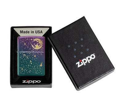 Зажигалка Zippo Starry Sky с покрытием Iridescent, латунь/сталь, фиолетовая, матовая, 38x13x57 мм