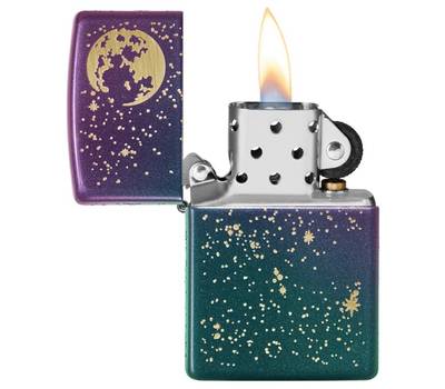 Зажигалка Zippo Starry Sky с покрытием Iridescent, латунь/сталь, фиолетовая, матовая, 38x13x57 мм
