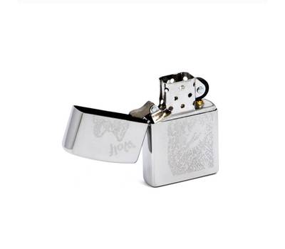 Зажигалка Zippo Wolf с покрытием Brushed Chrome, латунь/сталь, серебристая, матовая, 36x12x56 м