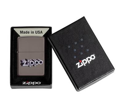 Зажигалка Zippo Design с покрытием Black Ice, латунь/сталь, чёрная, глянцевая, 38x13x57 мм
