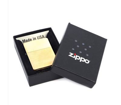 Зажигалка Zippo с покрытием Brushed Brass, медь/сталь, золотистая, матовая, 36x12x56 мм