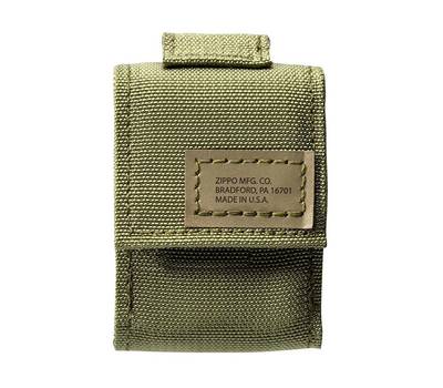 Зажигалка Zippo Набор : чёрная Black Crackle® и зеленый нейлоновый чехол, в подарочной коробке