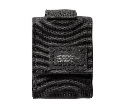 Зажигалка Zippo Набор : чёрная Black Crackle® и чёрный нейлоновый чехол, в подарочной коробке