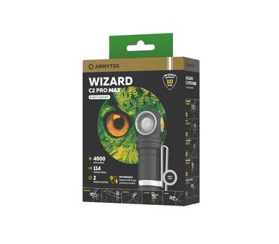 Фонарь налобный Armytek светодиодный Wizard C2 Pro Max Magnet USB, 4000 лм, холодный свет, аккумуля