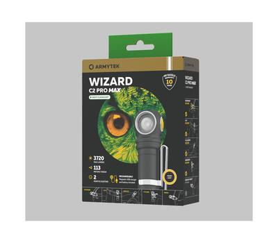 Фонарь налобный Armytek светодиодный Wizard C2 Pro Max Magnet USB, 4000 лм, холодный свет, аккумуля