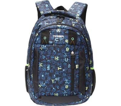 Рюкзак Torber Class X 15,6'', темно-синий с рисунком "Буквы", 45x32x16 см