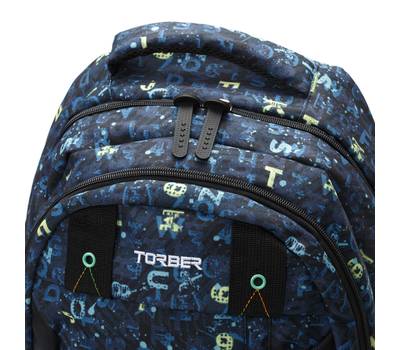 Рюкзак Torber Class X 15,6'', темно-синий с рисунком "Буквы", 45x32x16 см
