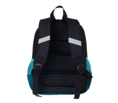 Рюкзак Torber Class X Mini, чёрный/бирюзовый с орнаментом, 35,5x25x12 см + Мешок для обуви в подарок