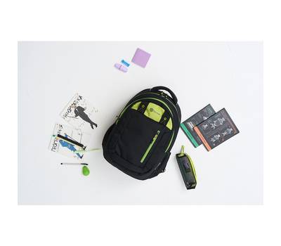 Рюкзак Torber школьный Class X 15,6'', черный/зеленый, 45x32x16 см+ Мешок для сменной обуви в подар