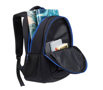 Рюкзак Torber школьный Class X 15,6'', черный/синий, 45x32x16 см+ Мешок для сменной обуви в подарок