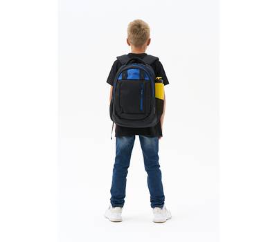 Рюкзак Torber школьный Class X 15,6'', черный/синий, 45x32x16 см+ Мешок для сменной обуви в подарок