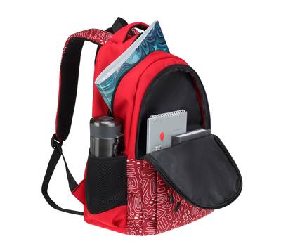Рюкзак Torber школьный Class X, красный с орнаментом, 45x30x18 см