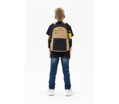 Рюкзак Torber школьный Class X, черно-бежевый, 45x30x18 см + Мешок для обуви в подарок!