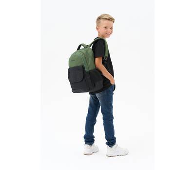 Рюкзак Torber школьный Class X, черно-зеленый, 45x30x18 см