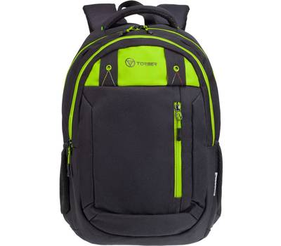 Рюкзак Torber школьный Class X, черный с зеленой вставкой, 45x32x16 см