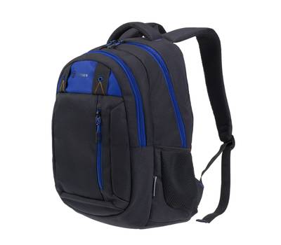 Рюкзак Torber школьный Class X, черный с синей вставкой, 45x32x16 см