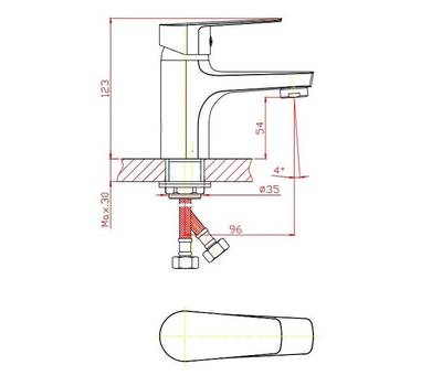 Смеситель для умывальника Orange M26-021b Loop черный