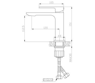 Смеситель для умывальника Orange M04-021b Lutz черный